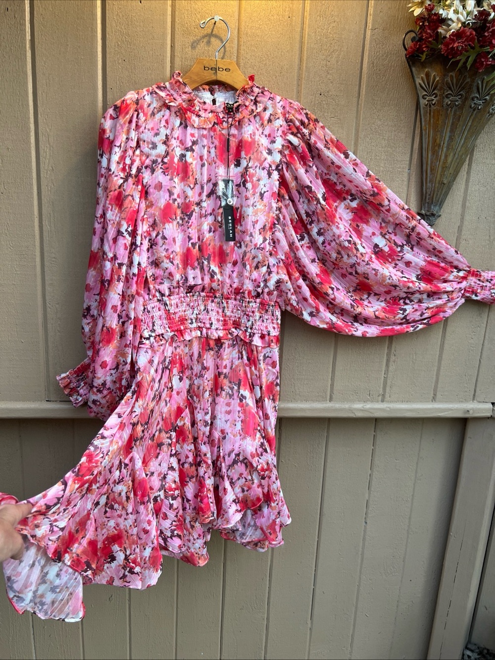NWT Ruffle Skirt Cocktail Dress by Beulah Style Size L balloon sleeves - Picture 6 of 14